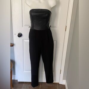 Dynamite Women’s Black Strapless OnePiece Pantsuit(Faux Leather)Poly Pants Sz S